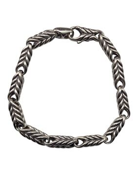 David Yurman Sterling Silver Chevron Station Link Bracelet #24746